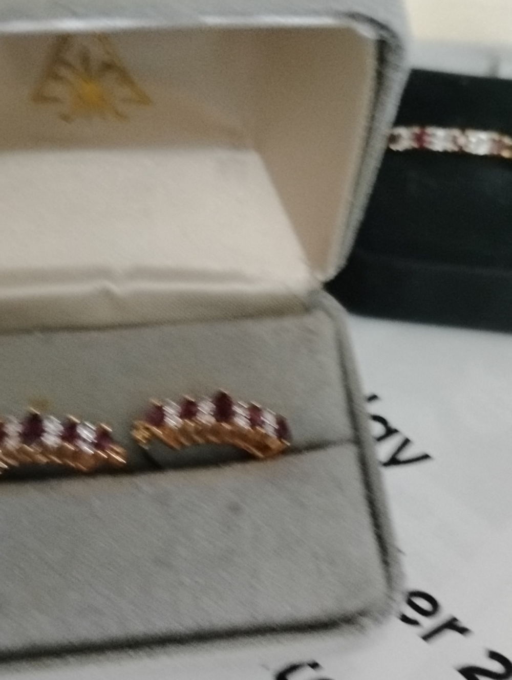 10 K. Ruby And Diamond Huggie Earrings Authentic